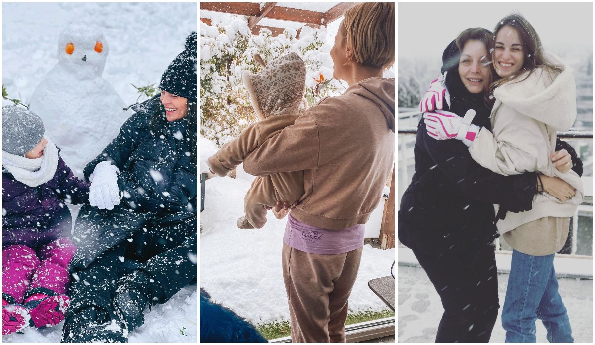 5+1 μαμάδες της showbiz κάνουν παιχνίδια στα χιόνια με τα παιδιά