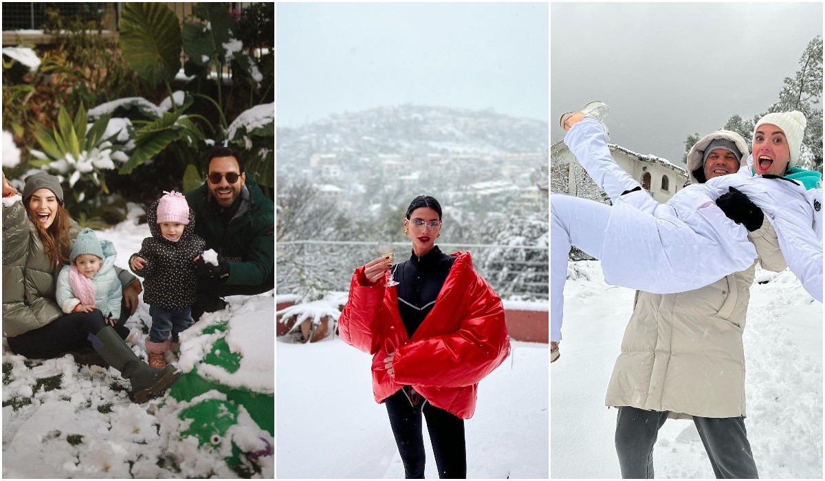 Celebrities στα χιόνια: Οι εικόνες που μοιράστηκαν από την Αττική στα λευκά