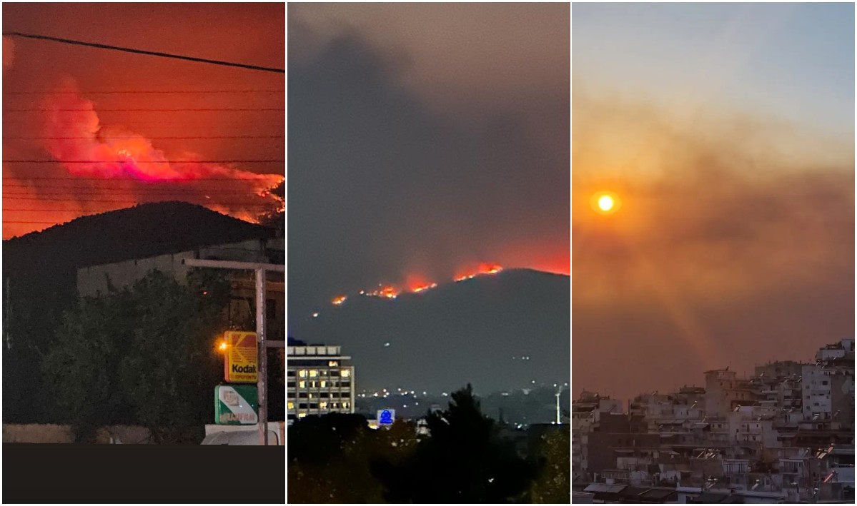 Φωτιά στην Πάρνηθα: Συγκλονιστικές εικόνες από την εφιαλτική νύχτα στην Αθήνα στα social media