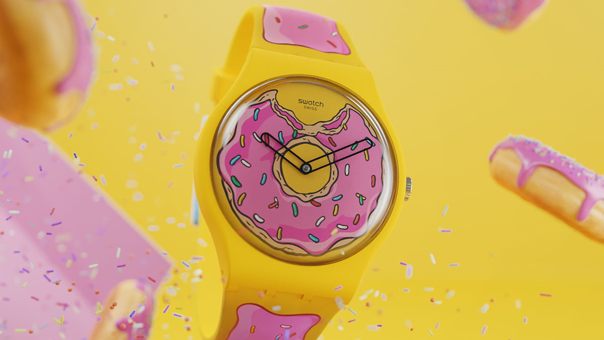 H Swatch παρουσιάζει το τέλειο ρολόι με έμπνευση το ντόνατ, αφιερωμένο στους The Simpsons