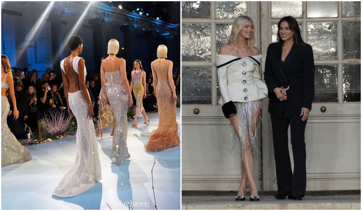 Σίλια Κριθαριώτη: Το peplum σύνολο που επέλεξε στο fashion show του οίκου της στο Παρίσι