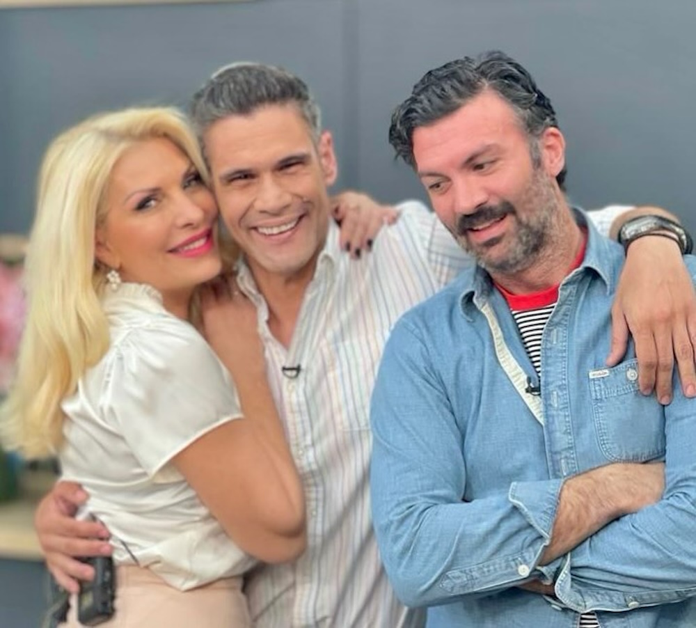 Η Ελένη Μενεγάκη, ο Δημήτρης Ουγγαρέζος και ο σεφ, Γιώργος Παπακώστας
