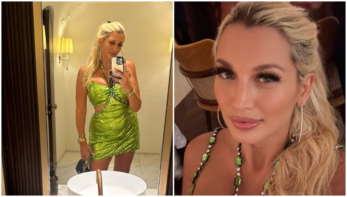 Κωνσταντίνα Σπυροπούλου: Με sequined πράσινο φόρεμα με cut outs στα γενέθλια της Mrs Nammos στη Γαλλική Ριβιέρα – Ποια designer επέλεξε