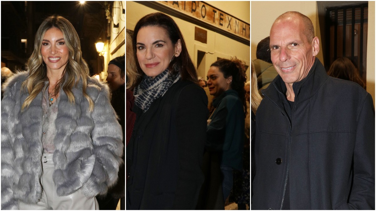 Αθηνά Οικονομάκου – Όλγα Κεφαλογιάννη – Γιάνης Βαρουφάκης: Κοινή εμφάνιση σε πρεμιέρα θεατρικής παράστασης