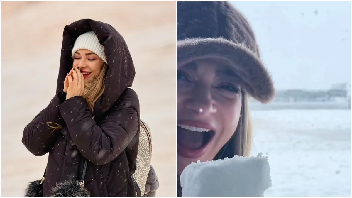 Αποστολία Ζώη: Κόβει «τούρτα» από χιόνι και διασκεδάζει στον παγωμένο καιρό